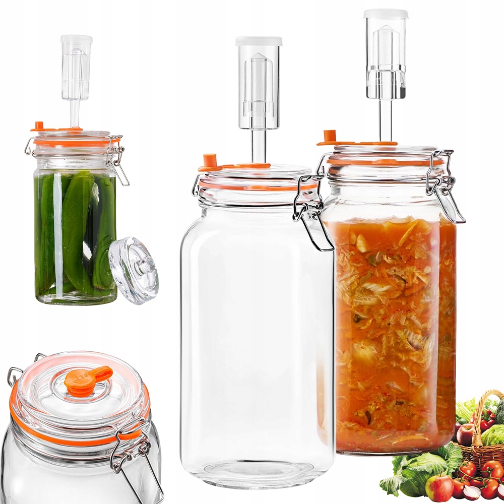 Sada 2 Fermentačních Sklenic 1.3 L S Ventily A Skleněnými Závažími