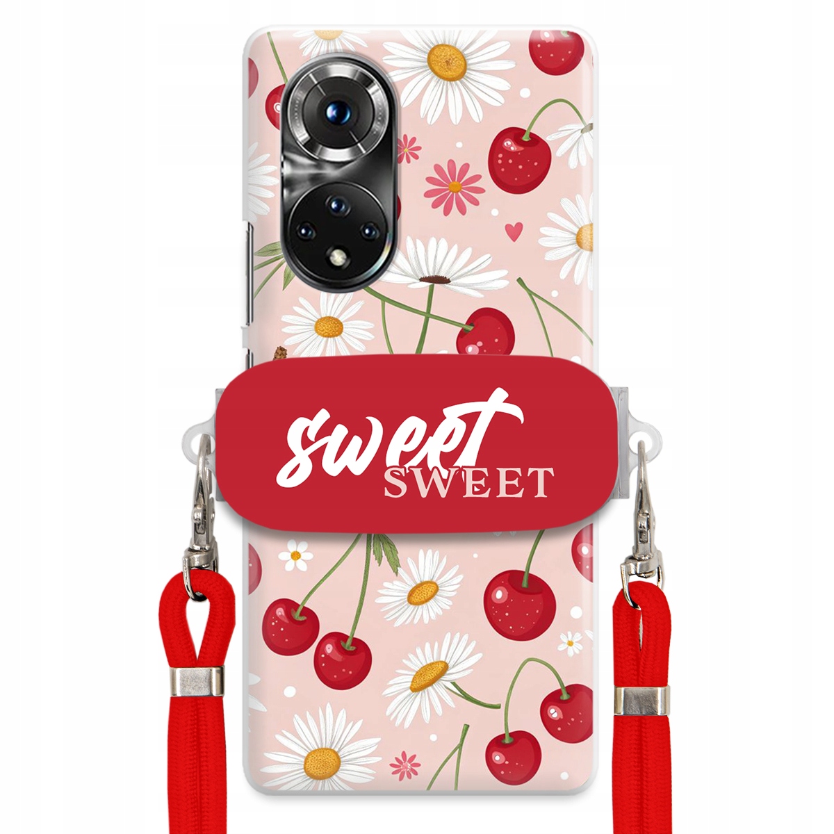 Puzdro pre Huawei Honor 50 Pro Červené vodítko držiak Sweet Sweet Kvet čerešne