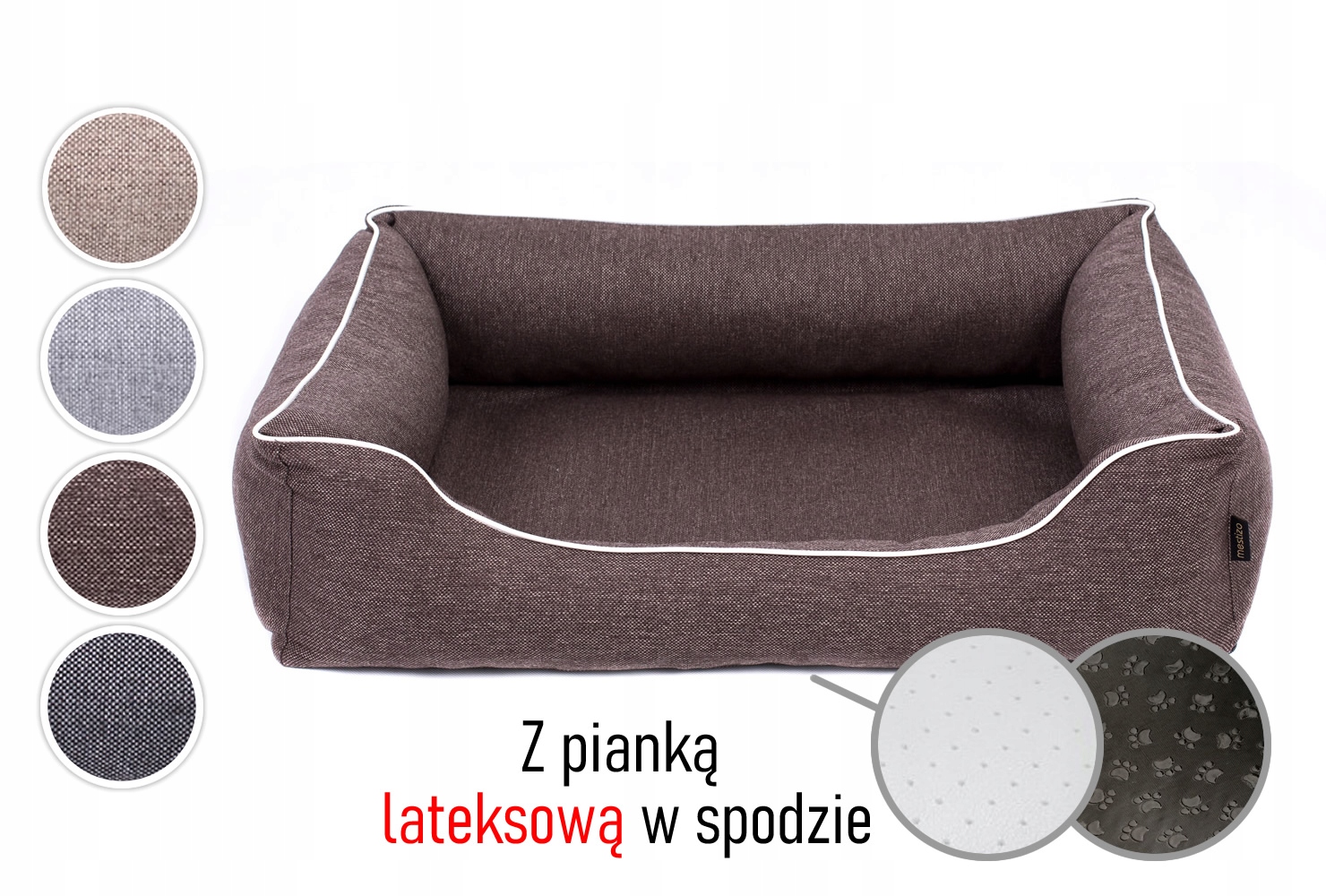 Ortopedický pelíšek s latexem pro psa 120x90 protiskluzový, hnědý/bílý