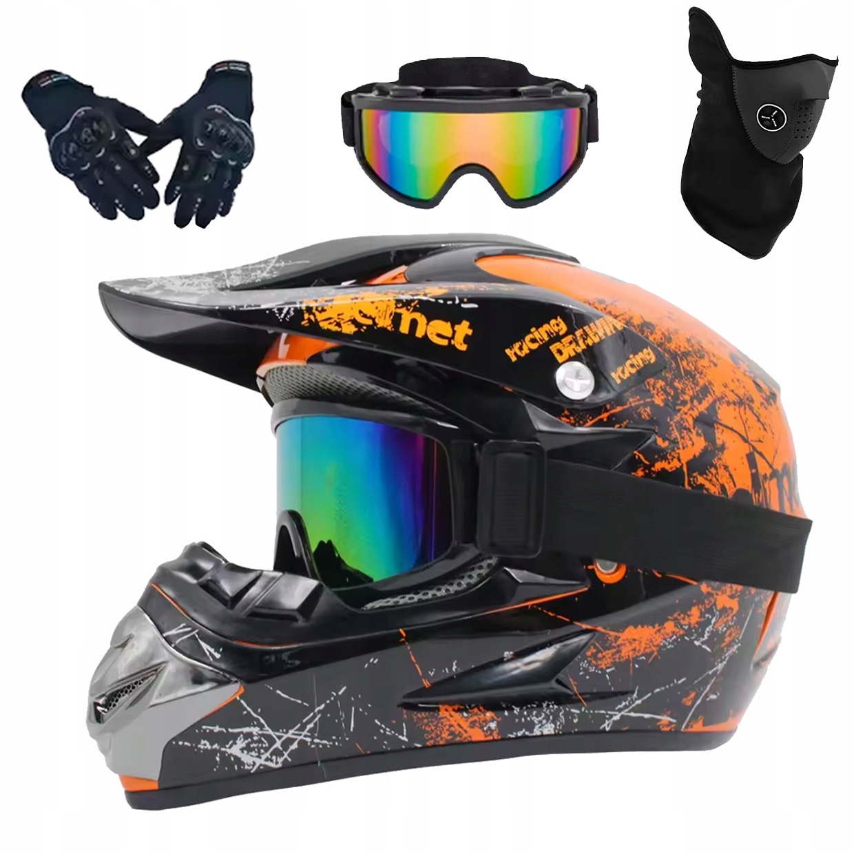 Helma Na Elektrickou Koloběžku Cross Enduro Quad Bmx Helma Brýle Rukavice M