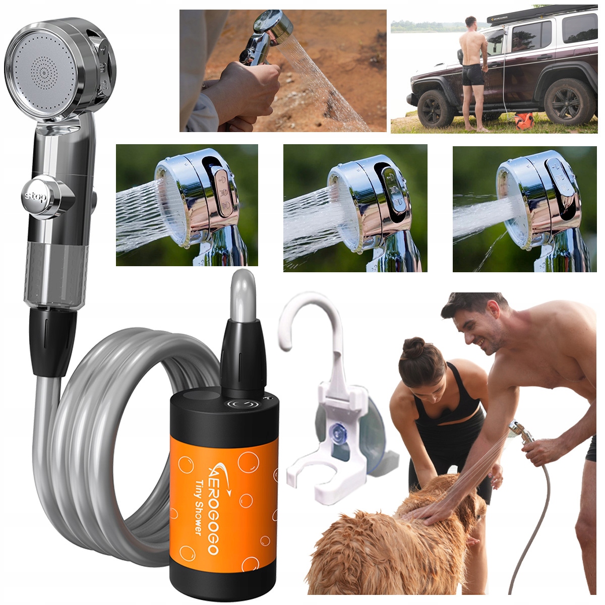 Aerogogo Prysznic turystyczny elektryczny kempingowy polowy pod namiot