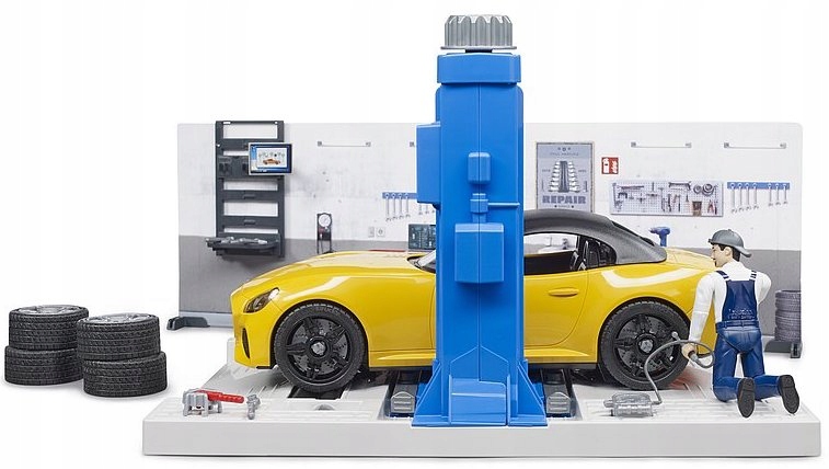 BRUDER 62110 Warsztat samochodowy + Figurka + Auto Marka Bruder