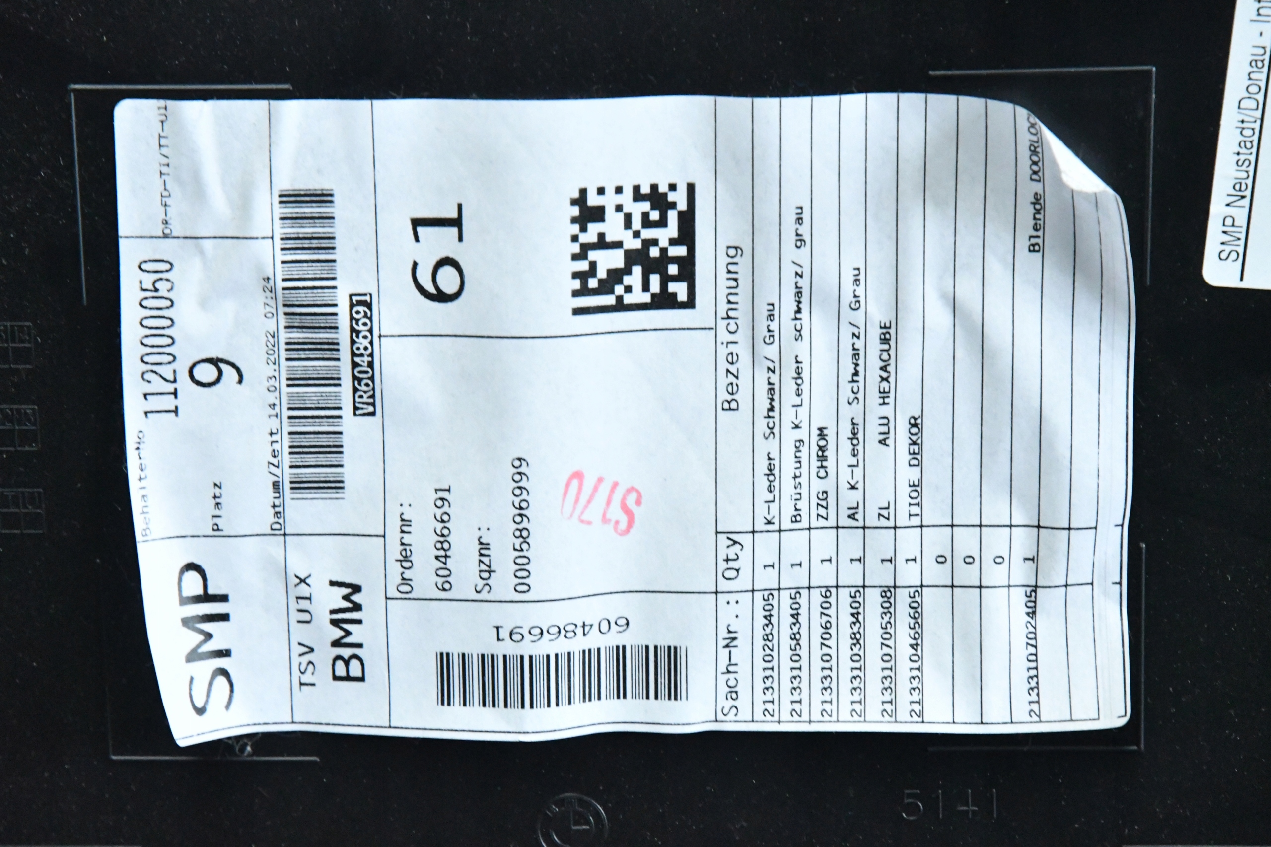 upholstery door right front side door BMW X2 U10