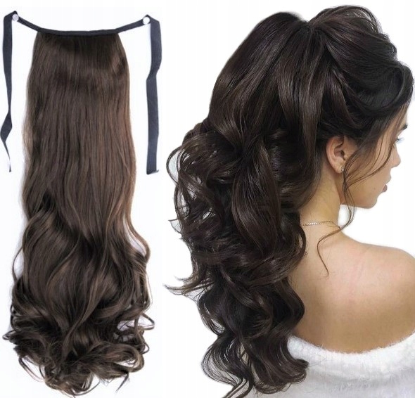 Kudrnatý poník připínací vlny kadeře příčesek Chocolate Brown- Hořká Čokoláda