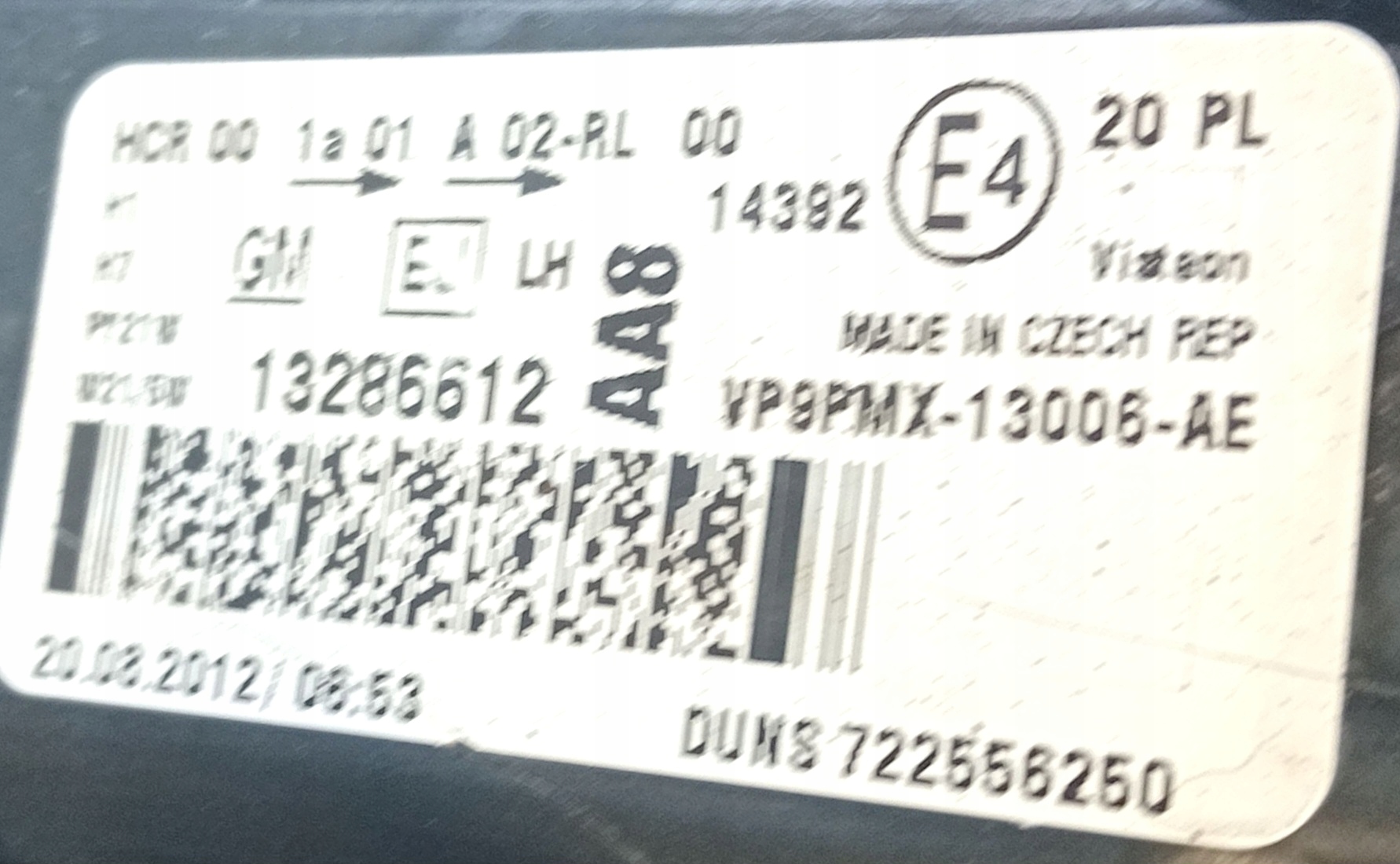 light left front OPEL MERIVA B 13286612