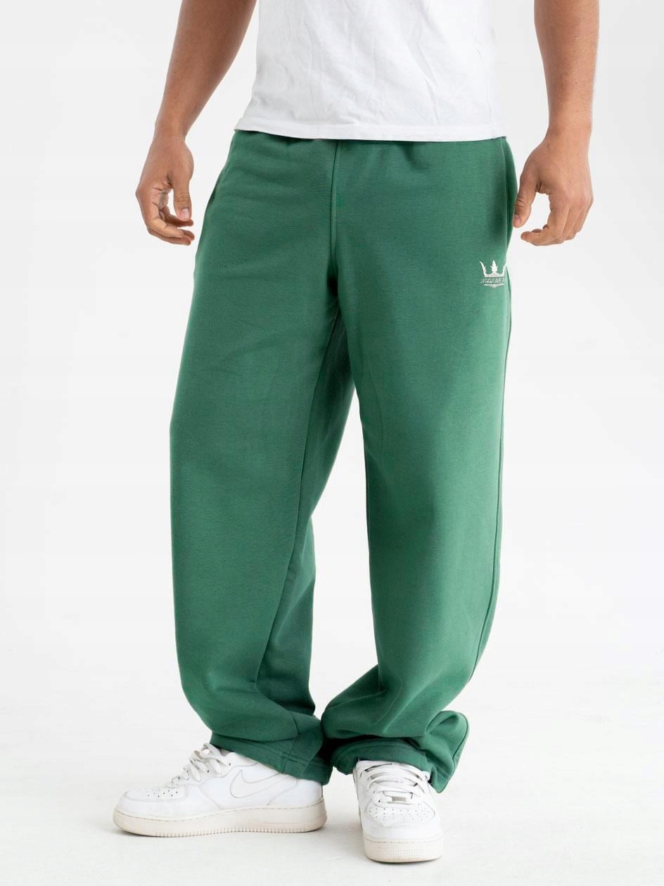Široké Tepláky Baggy Pánské zelené Jigga Wear Logo Drawcord XL