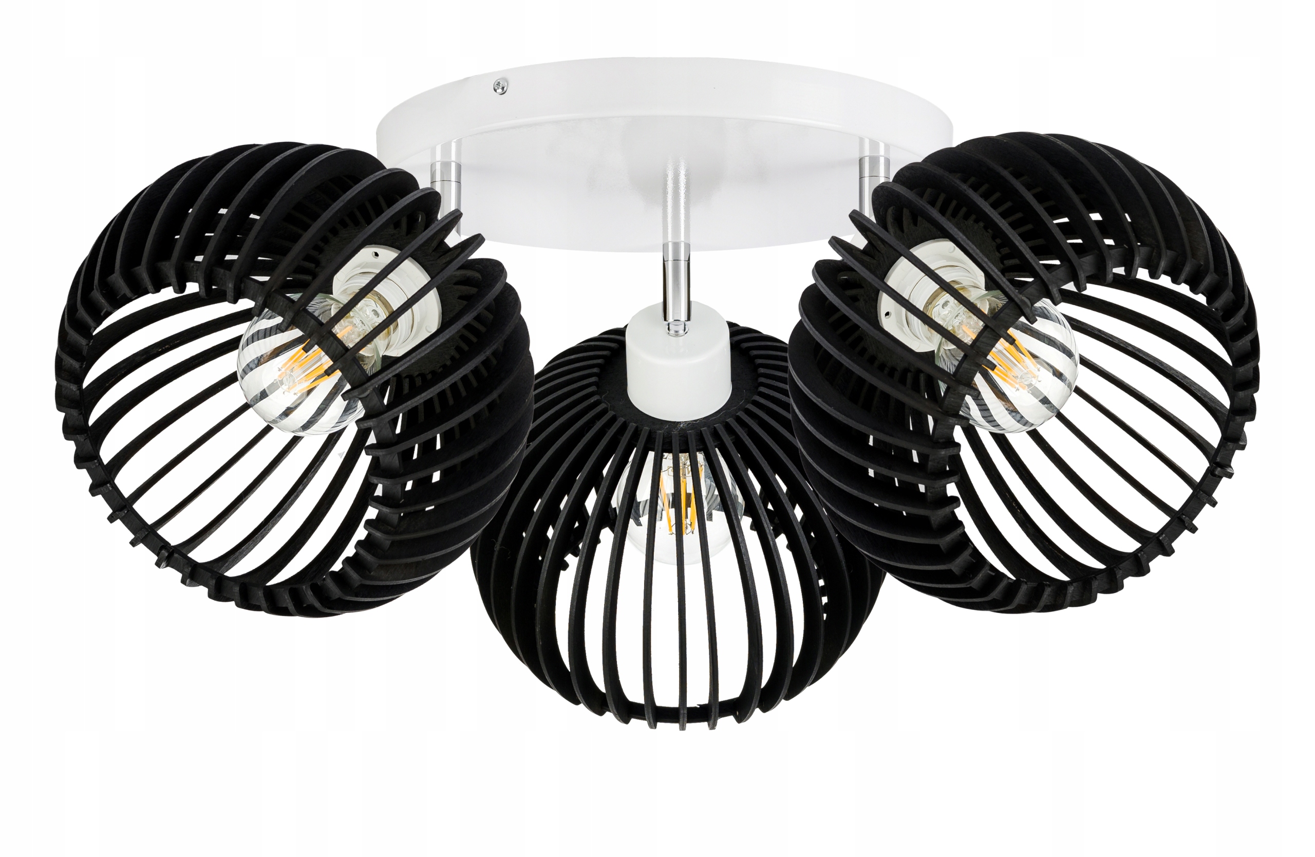 Lampa stropní svítidlo stropní pohyblivý lustr Loft stínidlo koule 36 Dřevo na 3x E27