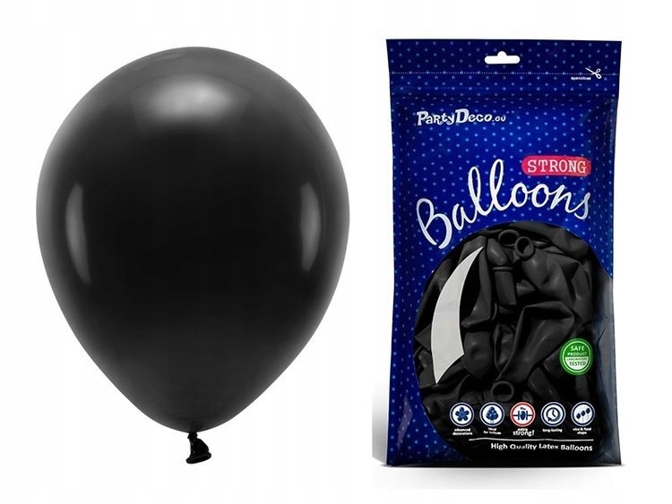

Balony na urodziny pastelowe 27cm czarne 100 sztuk