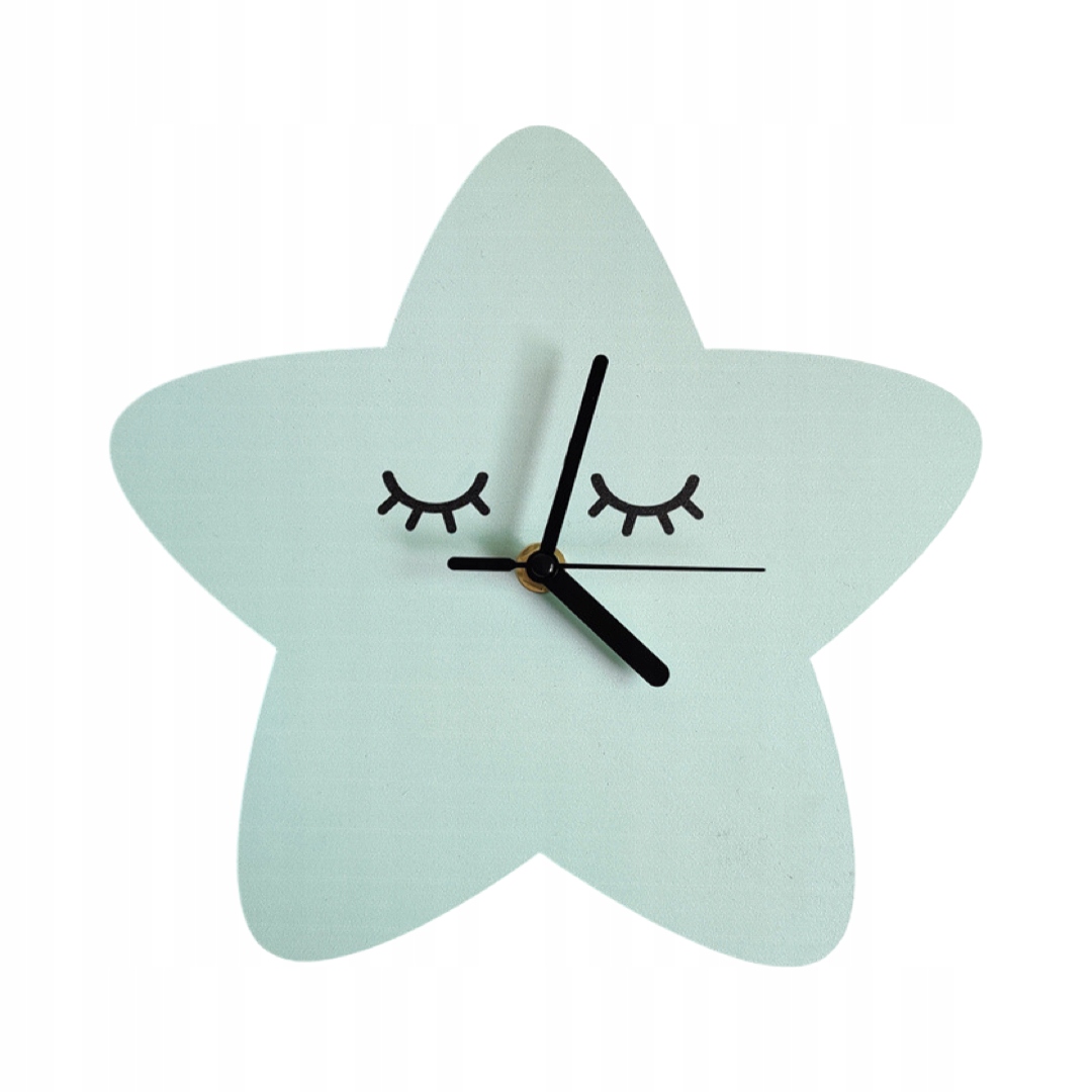 Zegar ścienny dla dzieci urocza gwiazda mintowy