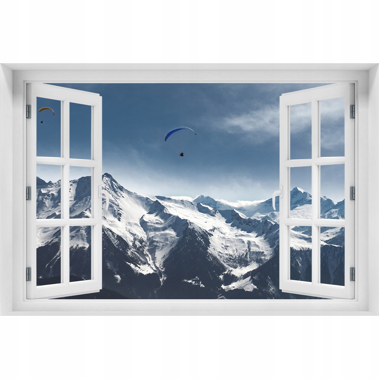 

3D Okno Naklejka na ścianę Paralotnie Alpy 120x80