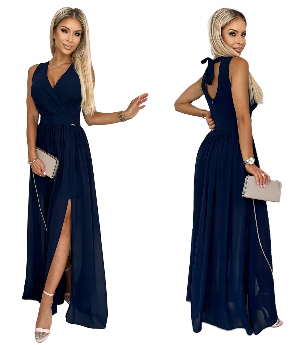 Karnevalové Dlouhé Šaty Se Zavazováním Kolem Krku, Výstřih, Modrá Barva XL