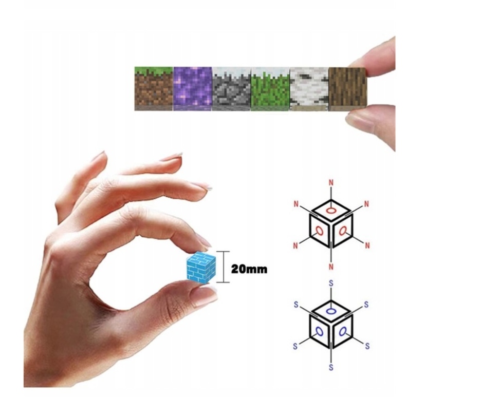 MAGNETYCZNY KONSTRUKTOR 200 EL. KLOCKI MAGNETYCZNE 3D DLA DZIECI MINECRAFT Liczba elementów 200