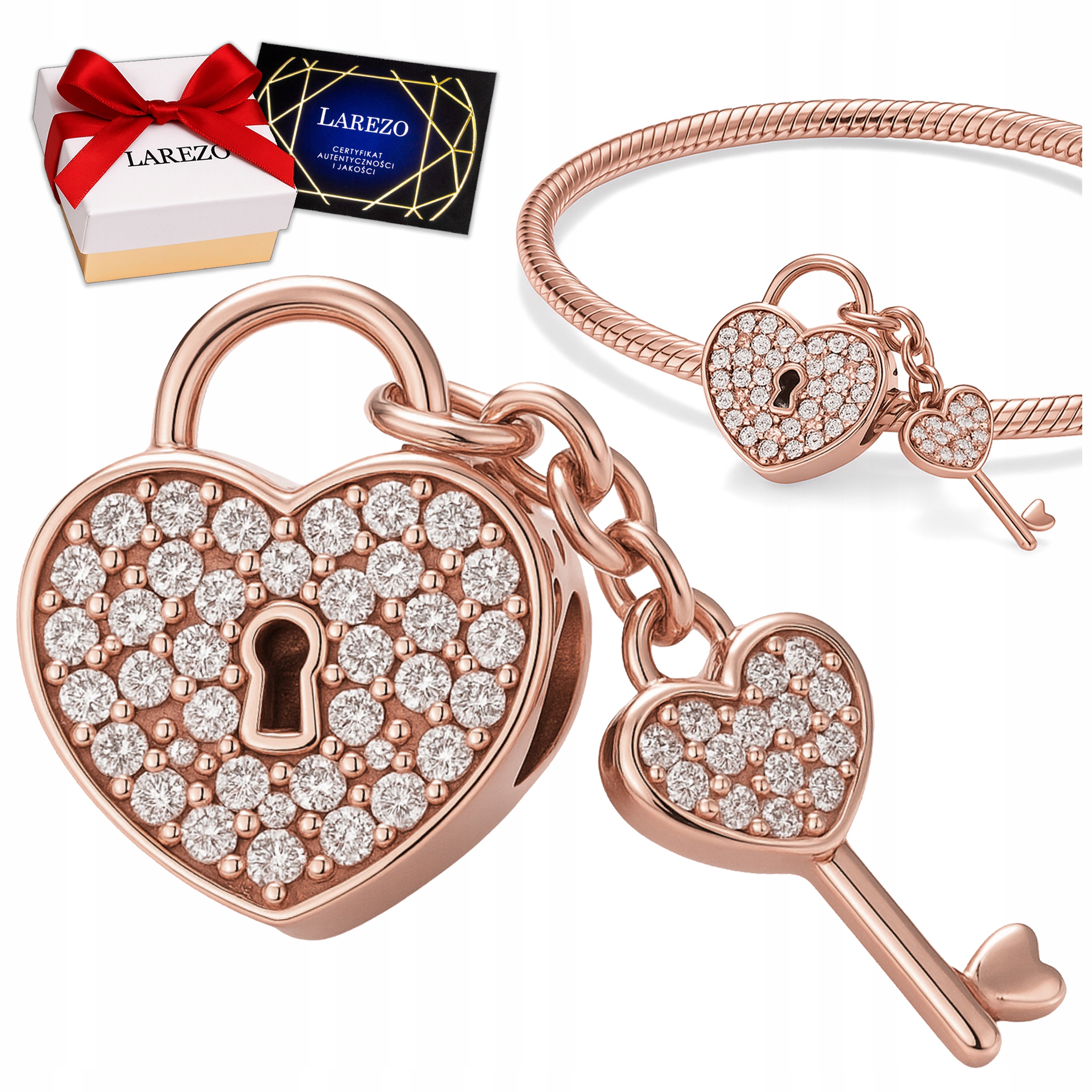 Přívěsek Klíč se Zámkem růžové zlato stříbro 925