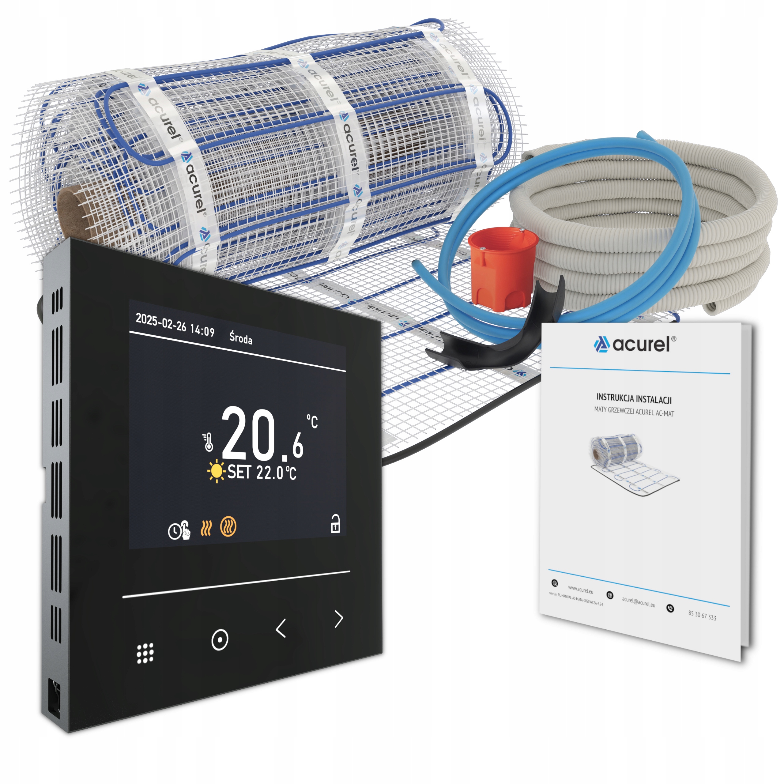 Mata Grzewcza Pod Płytki 160W Termostat Regulator Pokojowy Zestaw 4,5m²