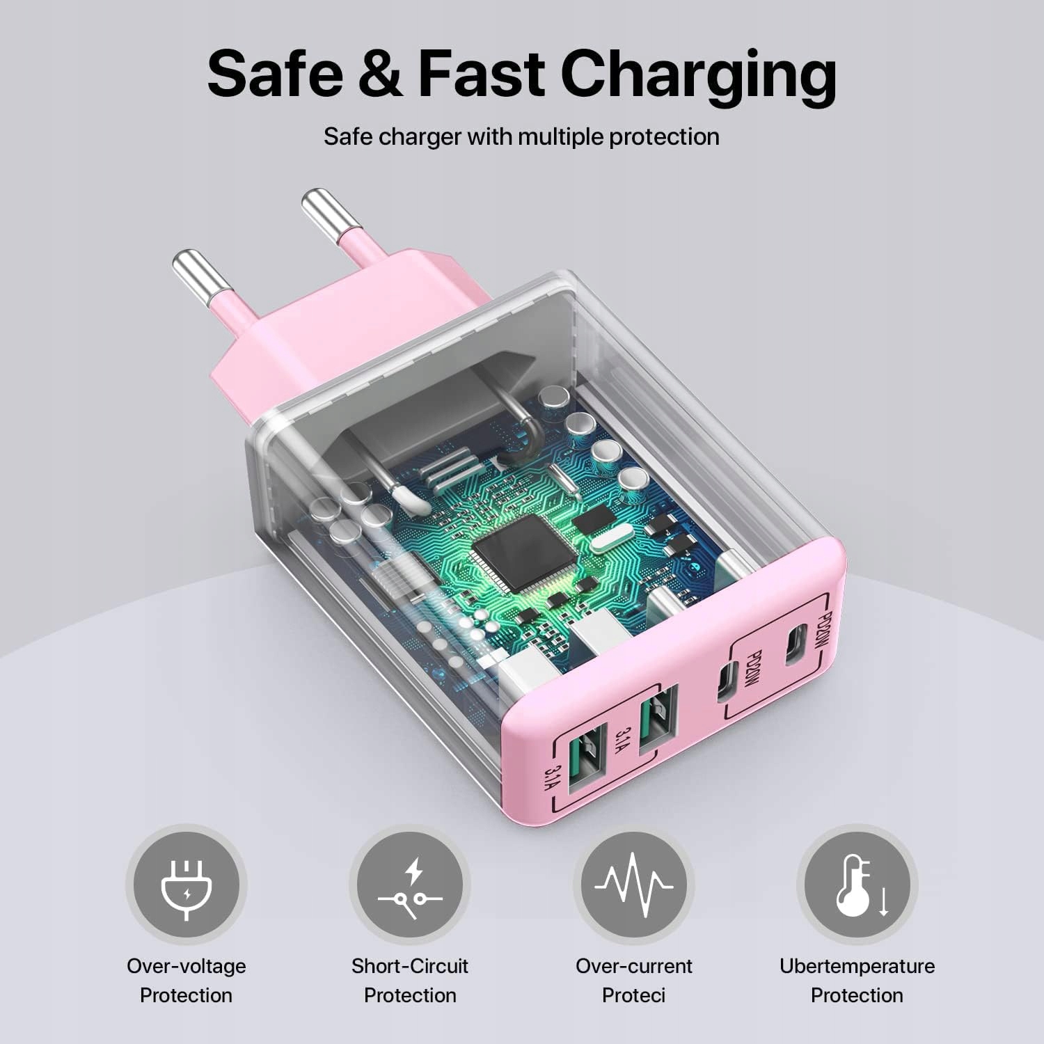sccvee Ładowarka USB C 40W 4 Porty Szybkie Ładowanie iPhone Android — miniatura 4