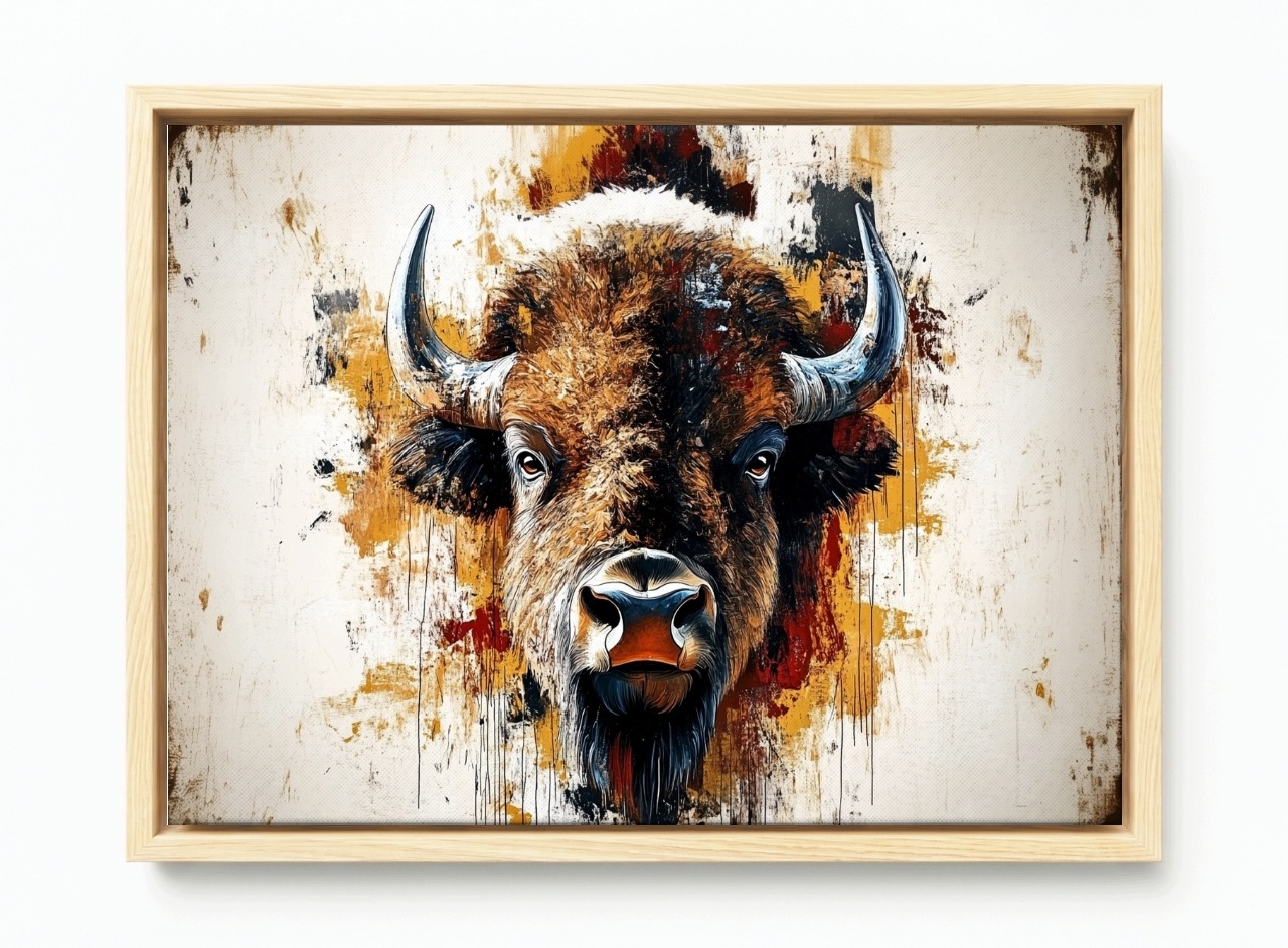 Obraz Rám American Box Žubr Býk Bizon Łeb Moderní Design Loft 60x40