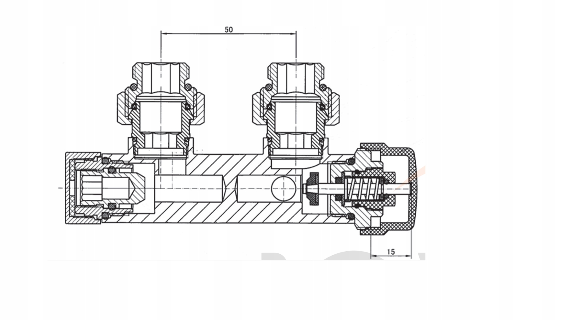 Duoplex zestaw do dolnego podłączenia 50mm pex miedź Marka Invena