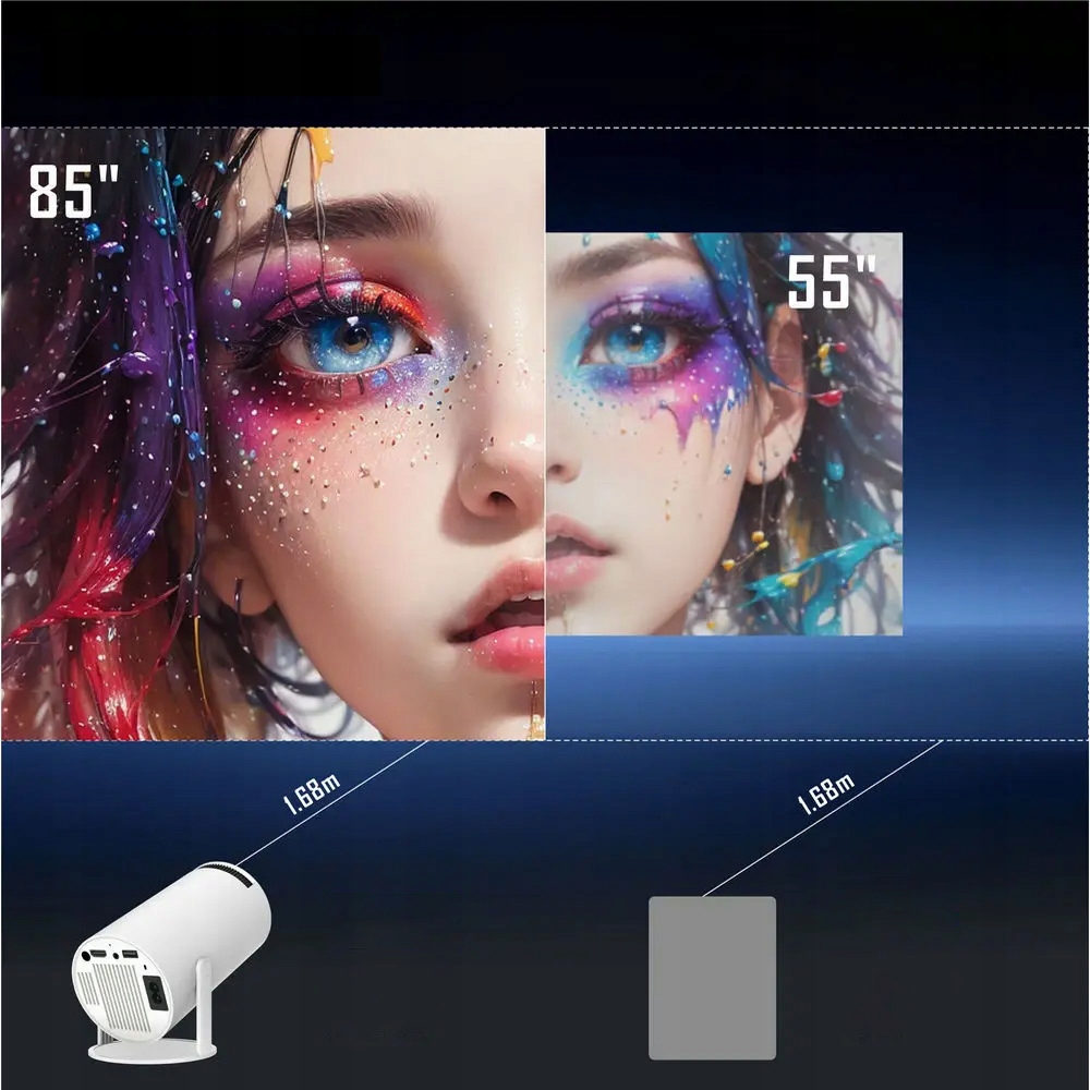 NOWY PROJEKTOR HY300 PRO ORYGINALNY ANDROID 11 TV WIFI PRZENOŚNY SMART Żywotność lampy w trybie ekonomicznym 50000 h