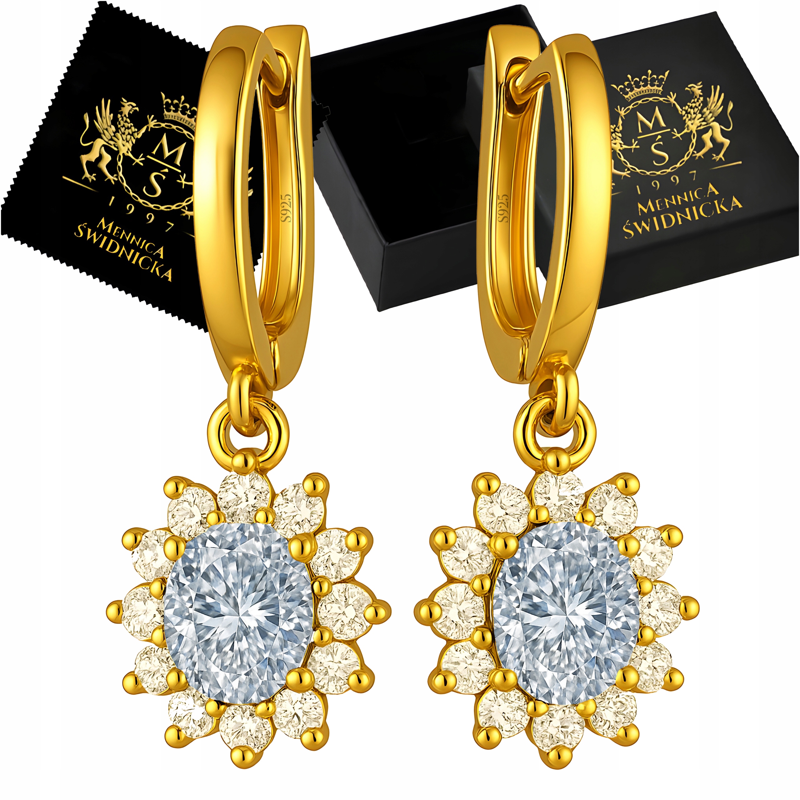 Dámské stříbrné visací Náušnice Stříbro a pozlaceným zirkonem