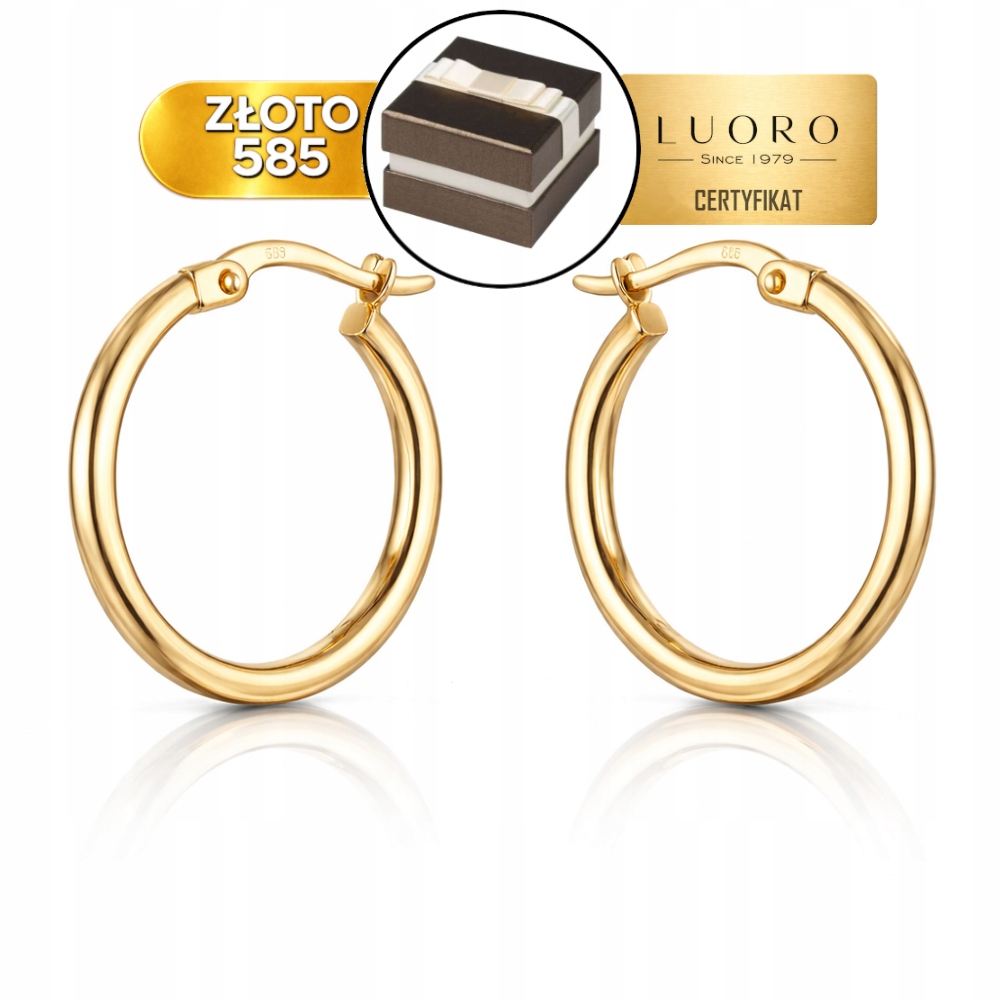 Náušnice Zlaté 585 Kolečka Hladká Se Zkoseným Bokem Dárek