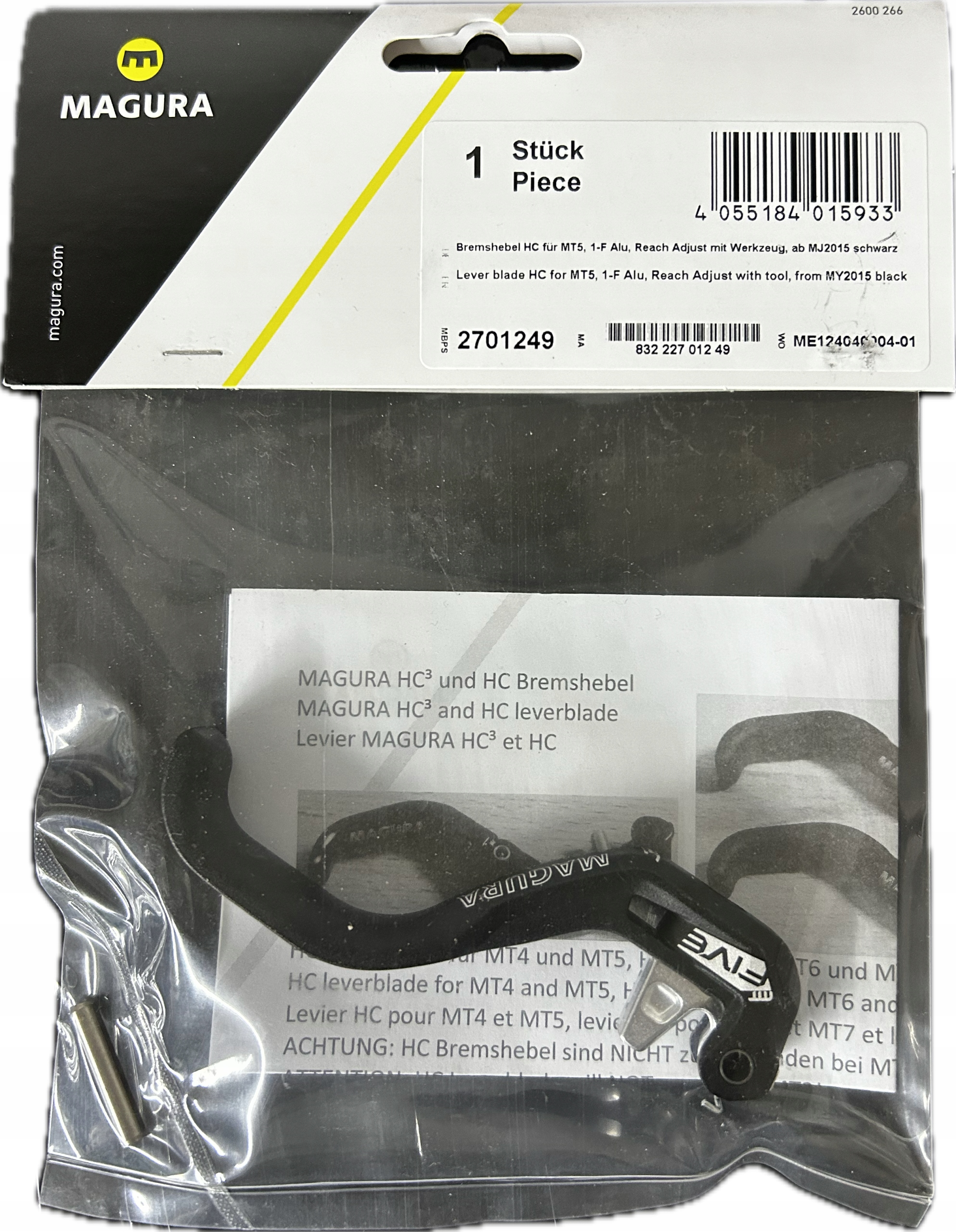 Klika páky pro hydraulickou brzdu Magura MT5 na 1 prst, Originál