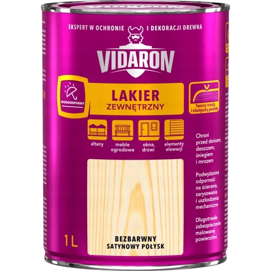 

Vidaron Lakier zewnętrzny do drewna 1L Satyna