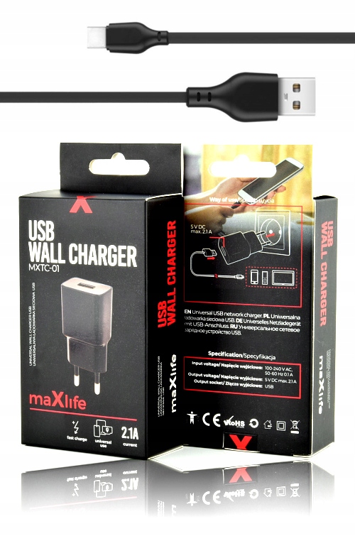 Ładowarka z kablem USB do Alcatel 3L 2020 Kod producenta Maxlife