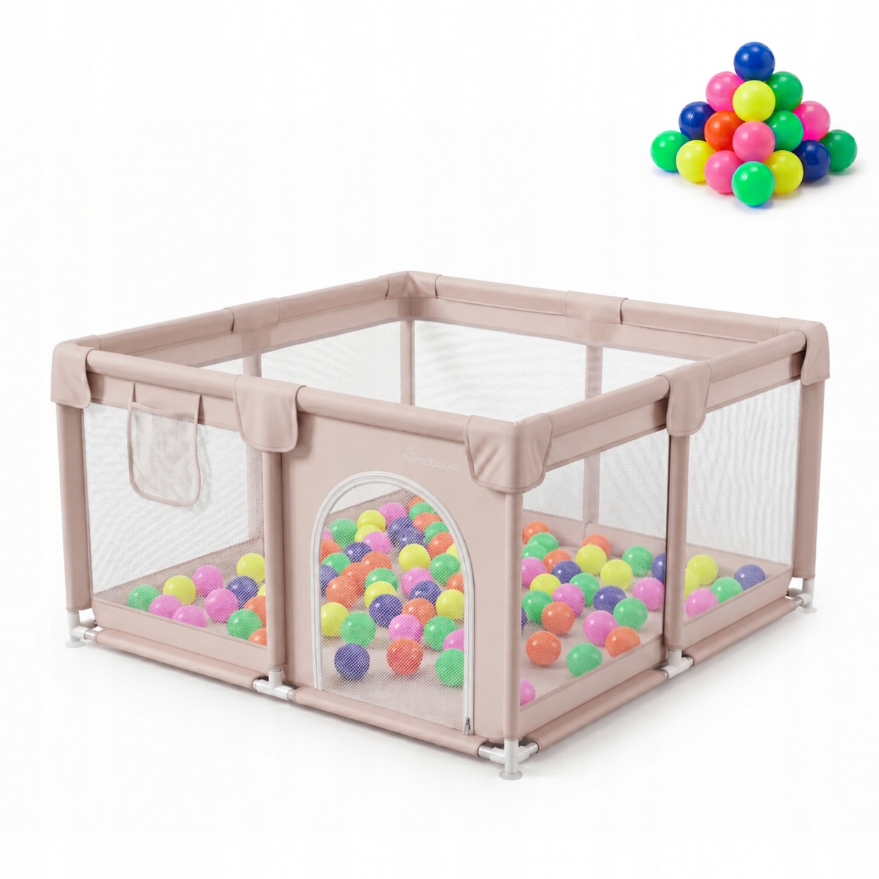 Primabobo Kojec dla dziecka Luna suchy basen 127x127cm Beżowy 100 Piłek