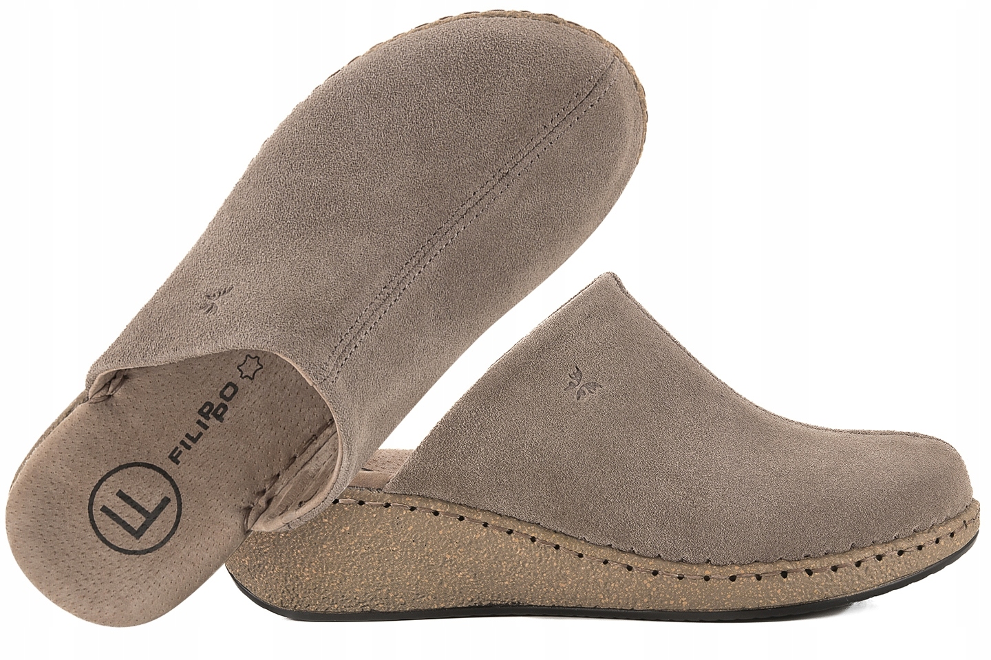 Filippo DK7567 Kožené Nazouváky Na Semišové Koturně taupe 39 Taupe