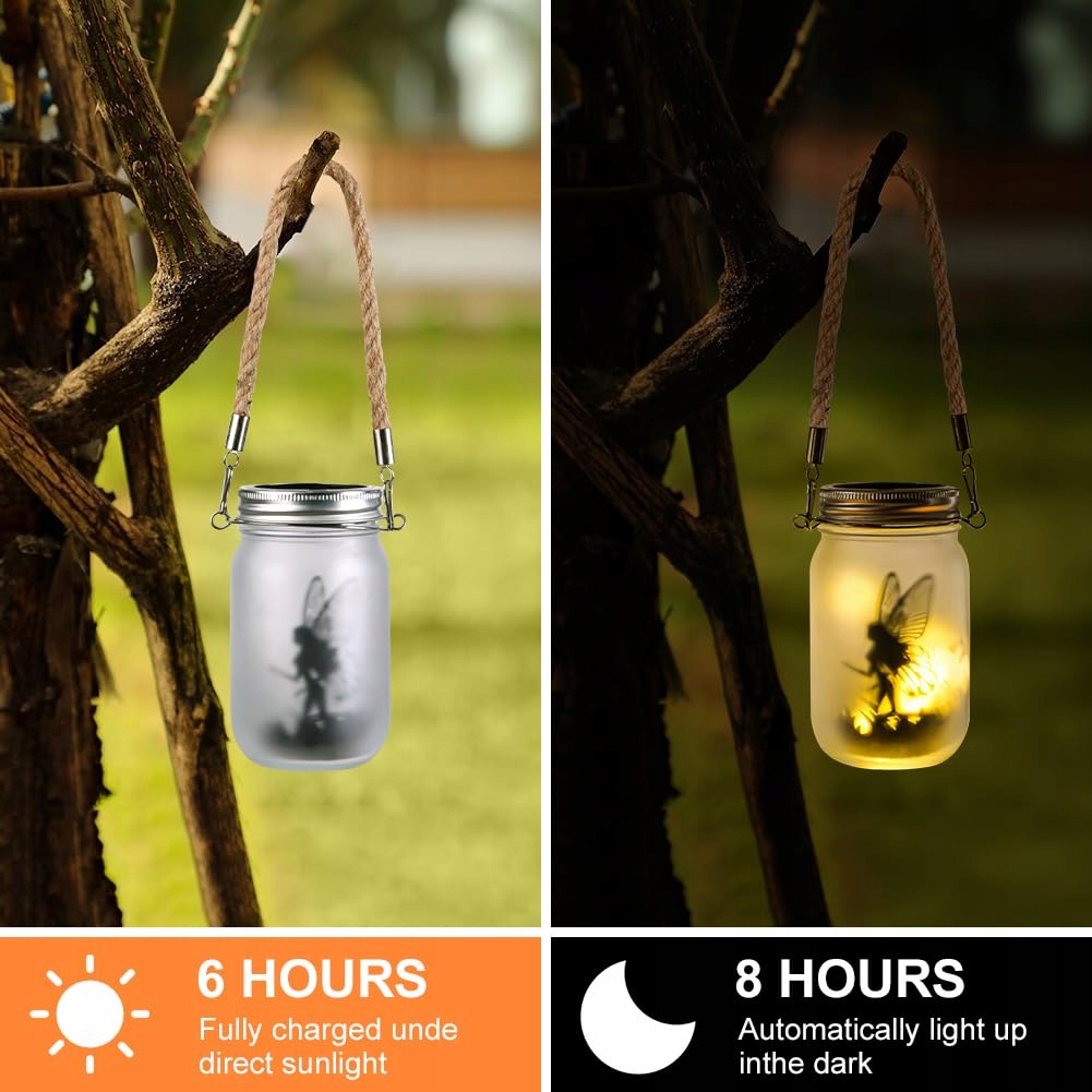 ADIWO Solarna Lampa LED Ogrodowa Wisząca Wodoodporna, Zestaw 2 Szt. — miniatura 4