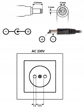 ZASILACZ 12V/5A/5.5 Kod producenta 12V/5A/5.5