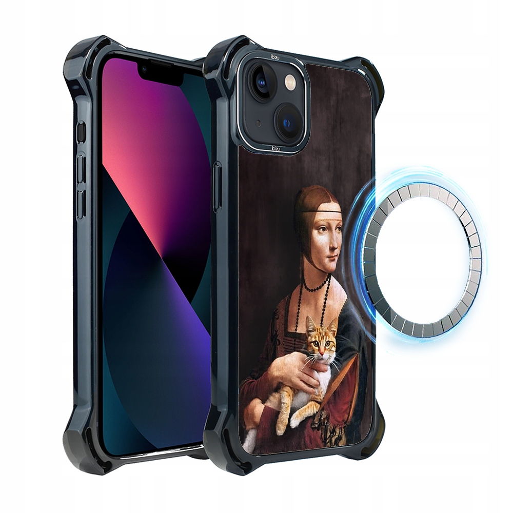 Pouzdro DropGuard Ultra pro iPhone 13 Ibizu s MagSafe, dáma s kočkou