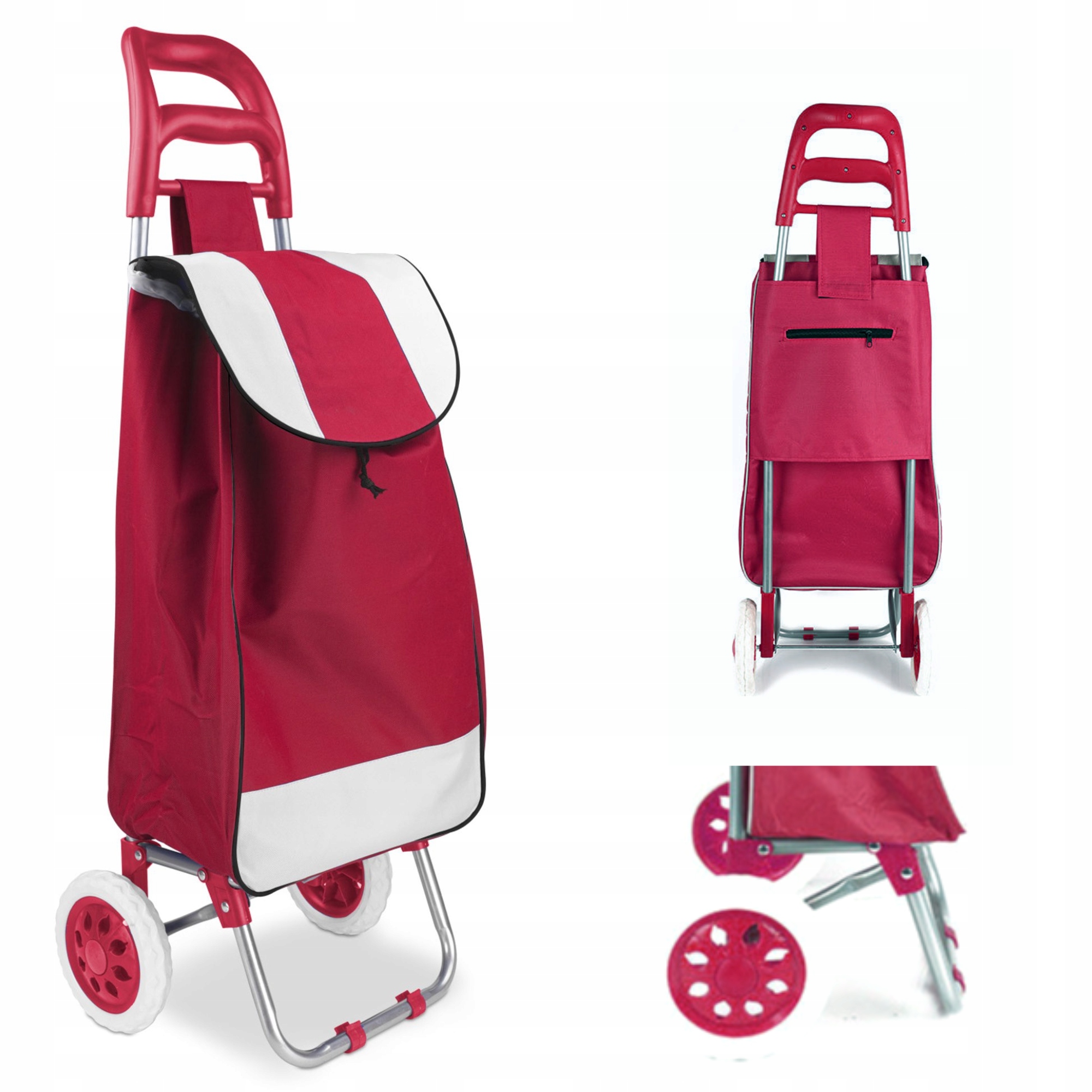 OUTLET TORBA PONTERA CIEMNORÓŻOWA NA KÓŁKACH WÓZEK NA ZAKUPY 35L