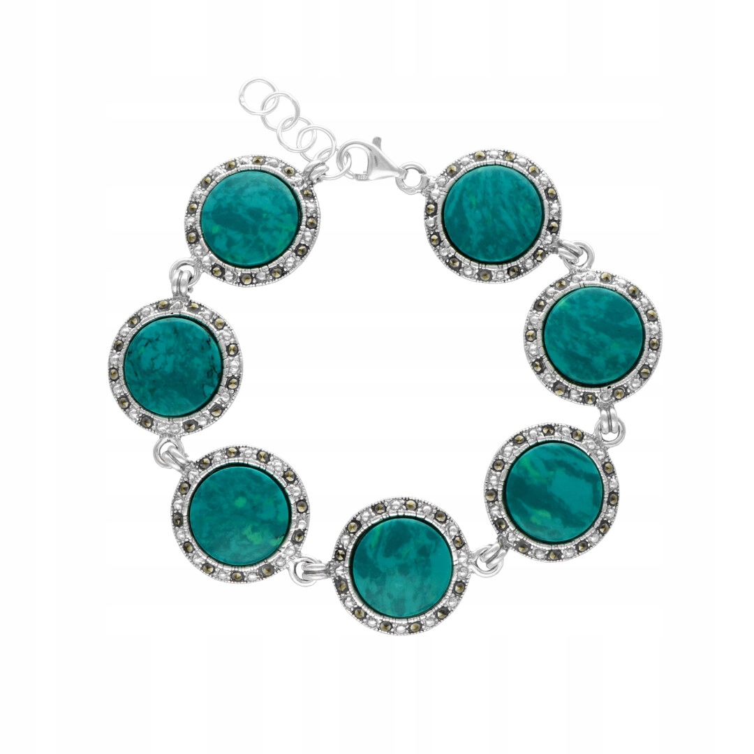 Stříbrný náramek s chryzokolou a markýzami