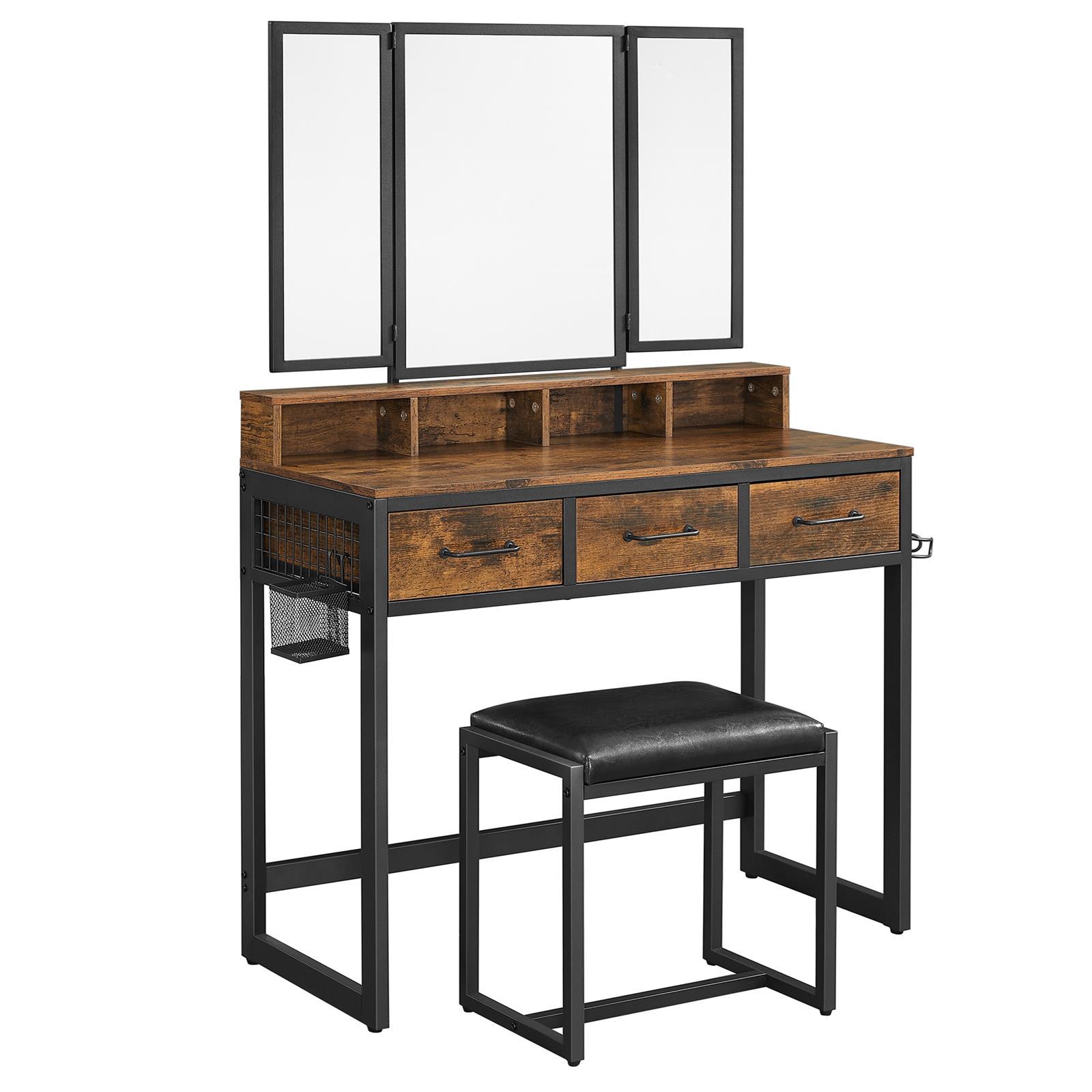 Toaletka Songmics retro drevo polomatné 90 x 141 x 40 cmNR402