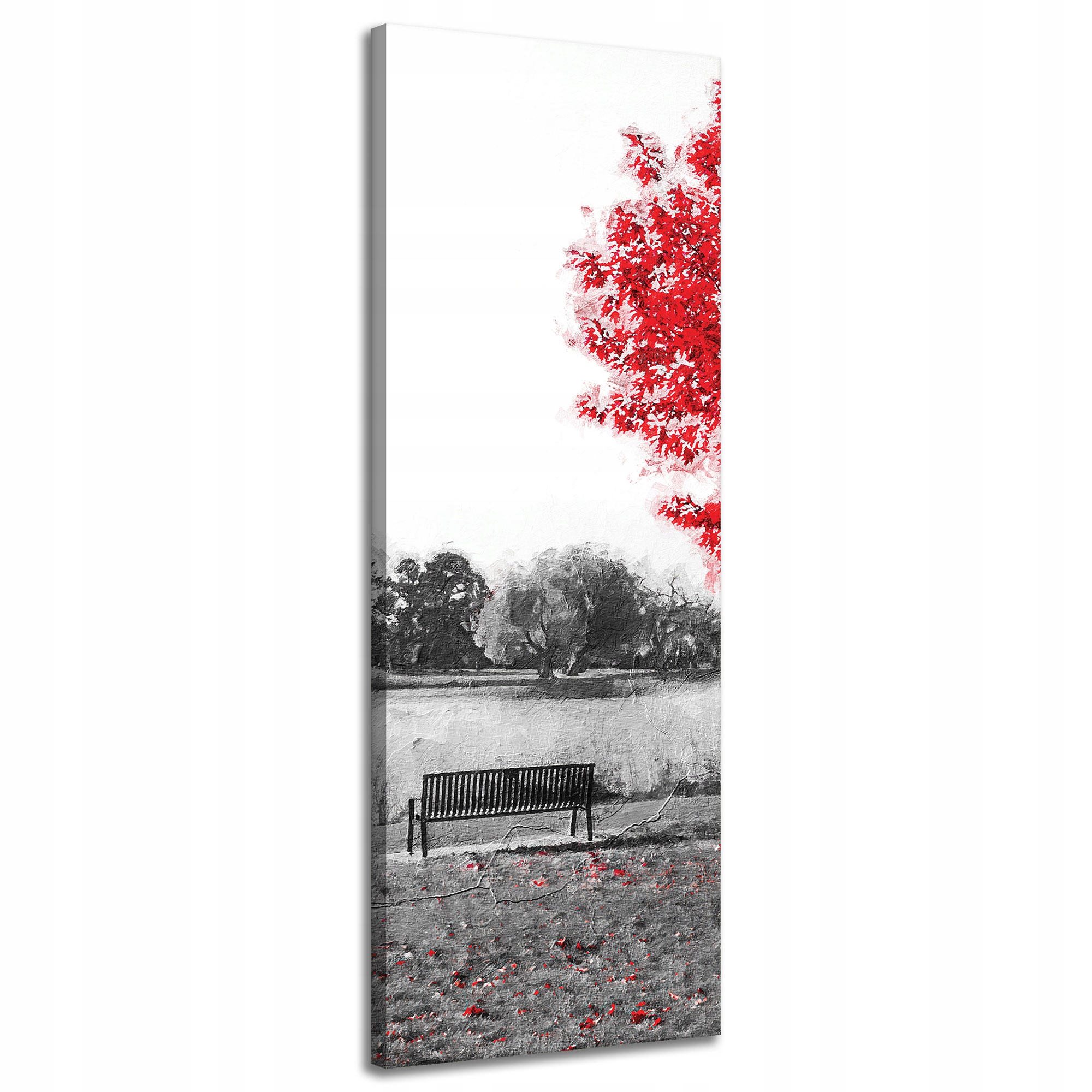 Obraz na plátně Šedé červené listy Kontrast 40x120 cm