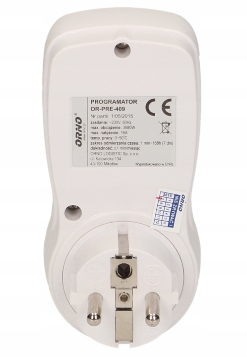 Programator czasowy elektroniczny 3680W Model OR-PRE-409