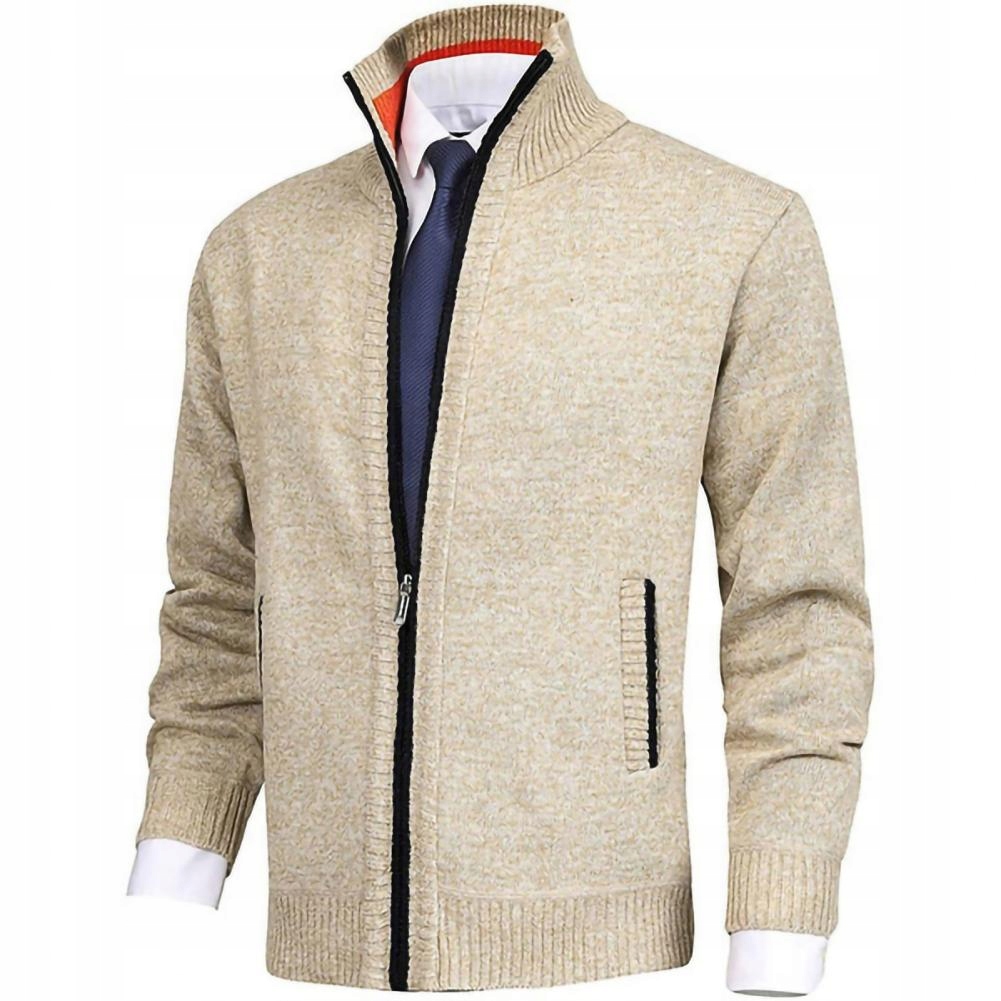 Spring Autumn Knitted Sweater Coat Zipper Stand Co