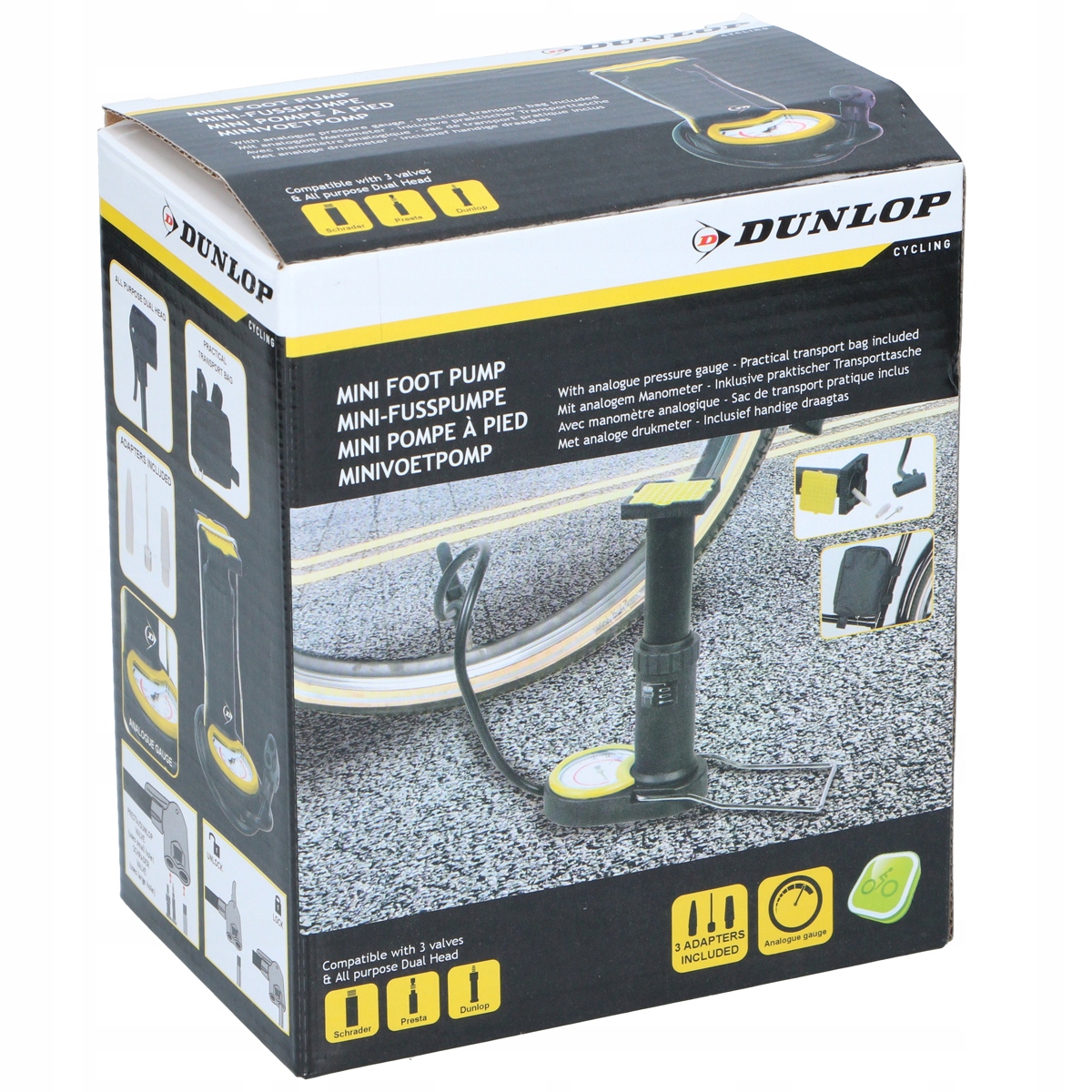 Mini POMPKA ROWEROWA nożna z manometrem DUNLOP Manometr tak