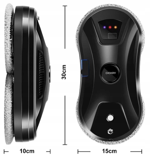 INTELIGENTY ROBOT DO MYCIA SZYB OKNA LUSTRA PODŁÓG Kolor dominujący czarny