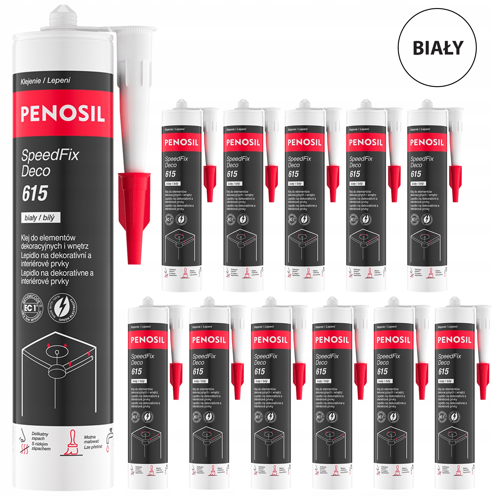 12x Klej Montażowy Do Styropianu Sztukaterii Kasetonów 3D Listew Penosil