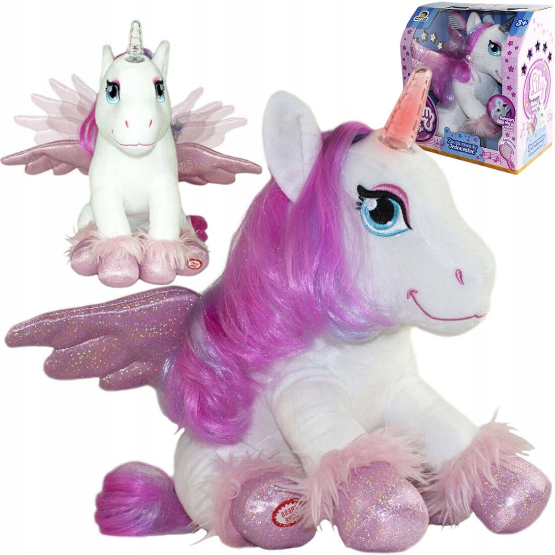 DUŻY JEDNOROŻEC LILY interaktywny konik maskotka ŚWIECĄCY RUCHOME SKRZYDŁA Bohater brak