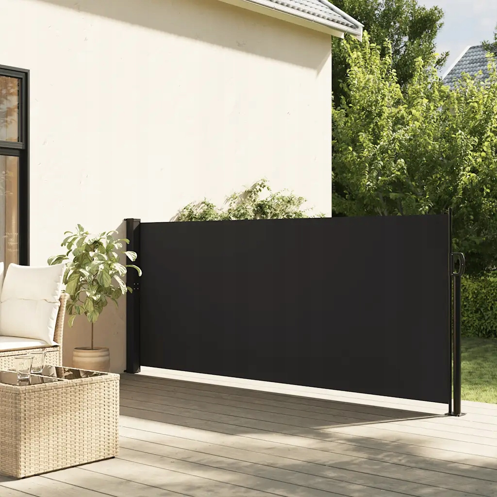 vidaXL Zatahovací boční markýza černá 140 x 500 cm