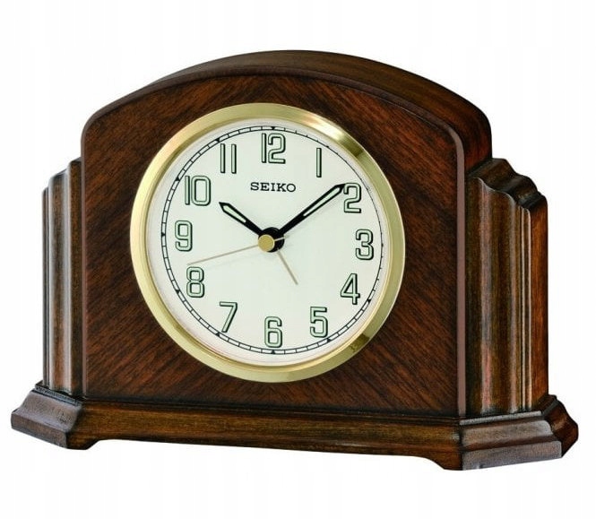 Drevený Stojaci Krbový Budík Seiko QXE043B Alarm 19x13 cm