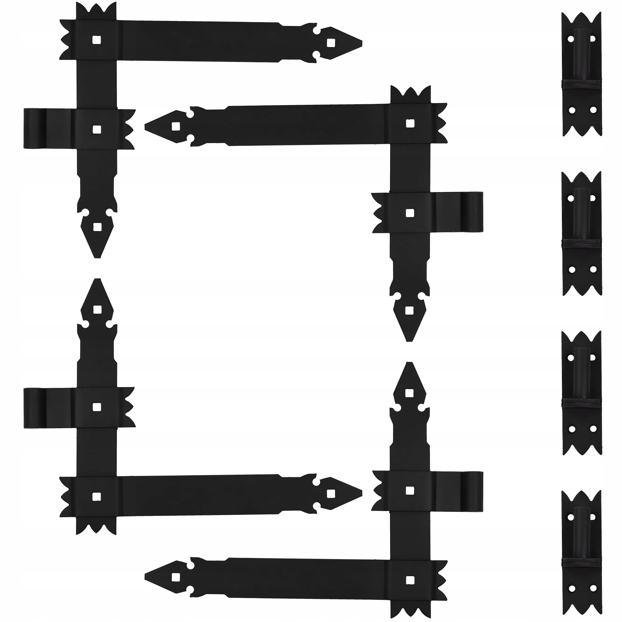 Úhlový pásový závěs 42 cm garážový rohový pro okenice brány černý set