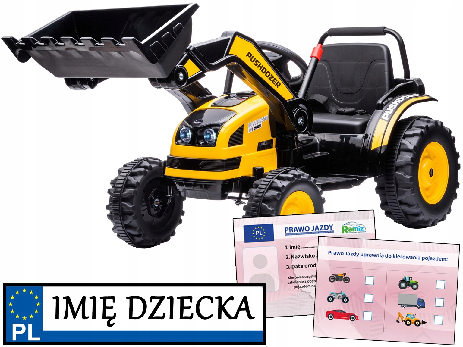 Traktor Elektryczny dla dzieci Pojazd koparka budowlana na akumulator 2,4