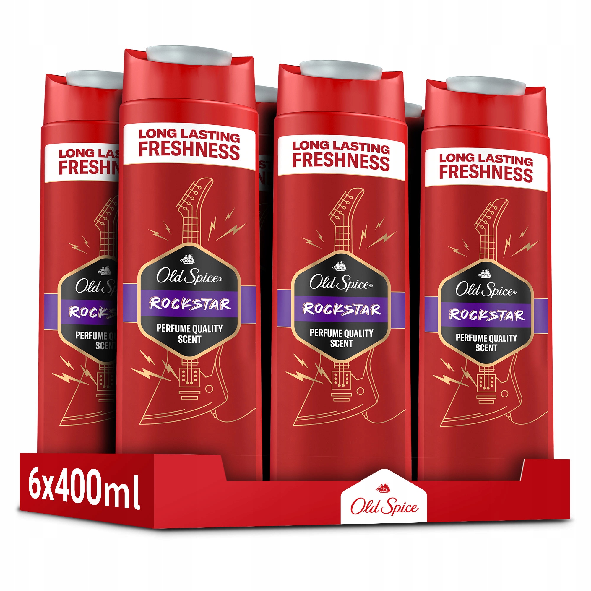 Old Spice Rockstar Męski Żel pod prysznic, Szampon 3w1 6x400ml