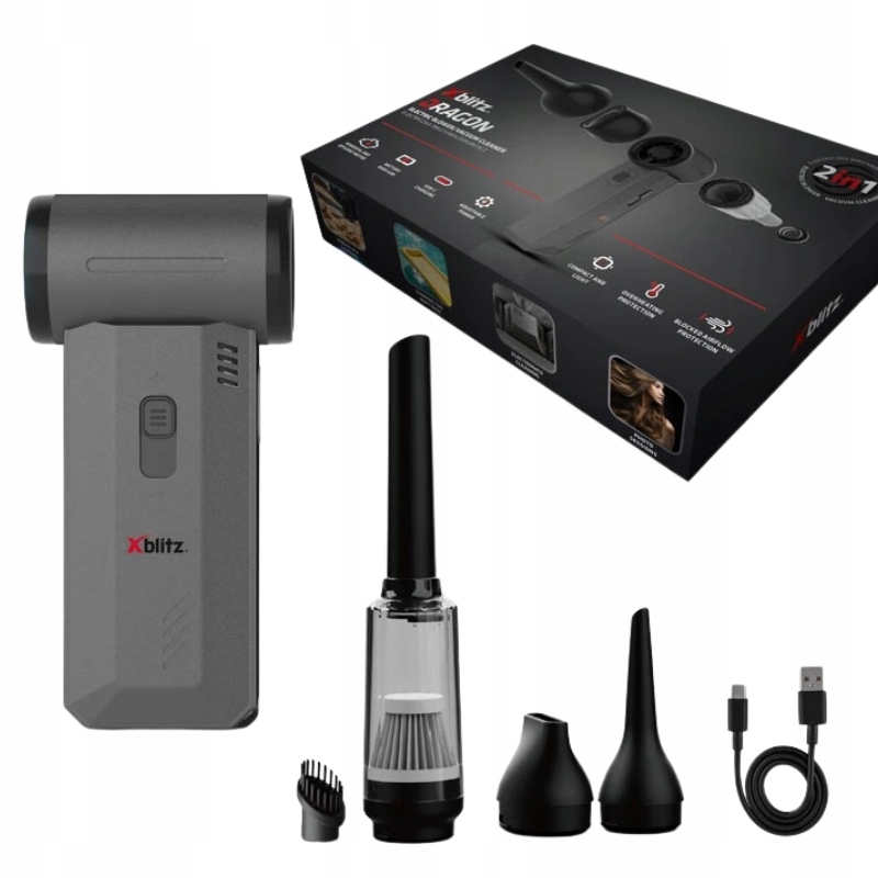 Xblitz Dragon 2W1 Odkurzacz Samochodowy Dmuchawa Bezprzewodowa 200W