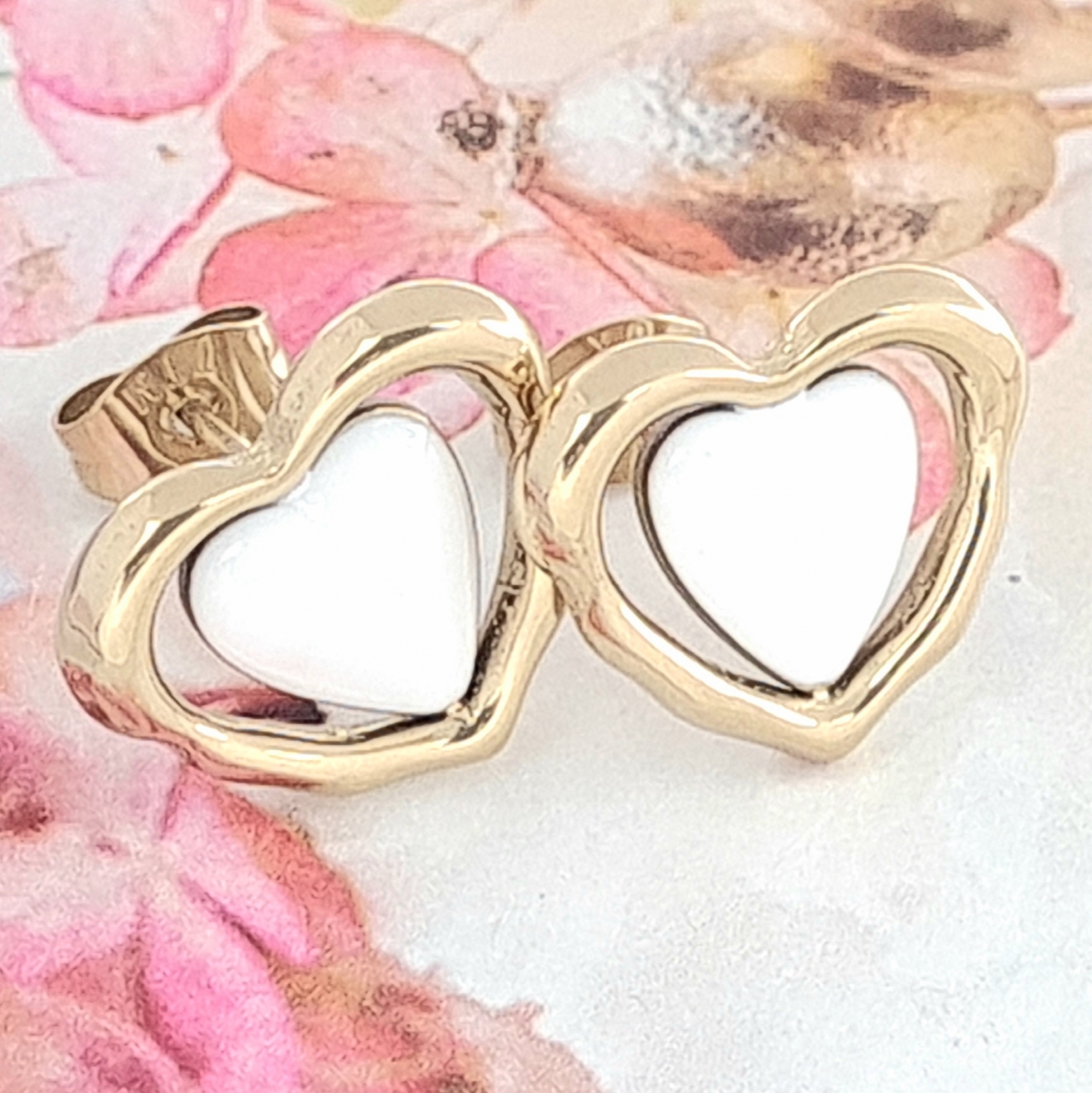 1199 Kolczyki złote stal chirurgiczna wtyczki celebrytki serce Marka Xuping