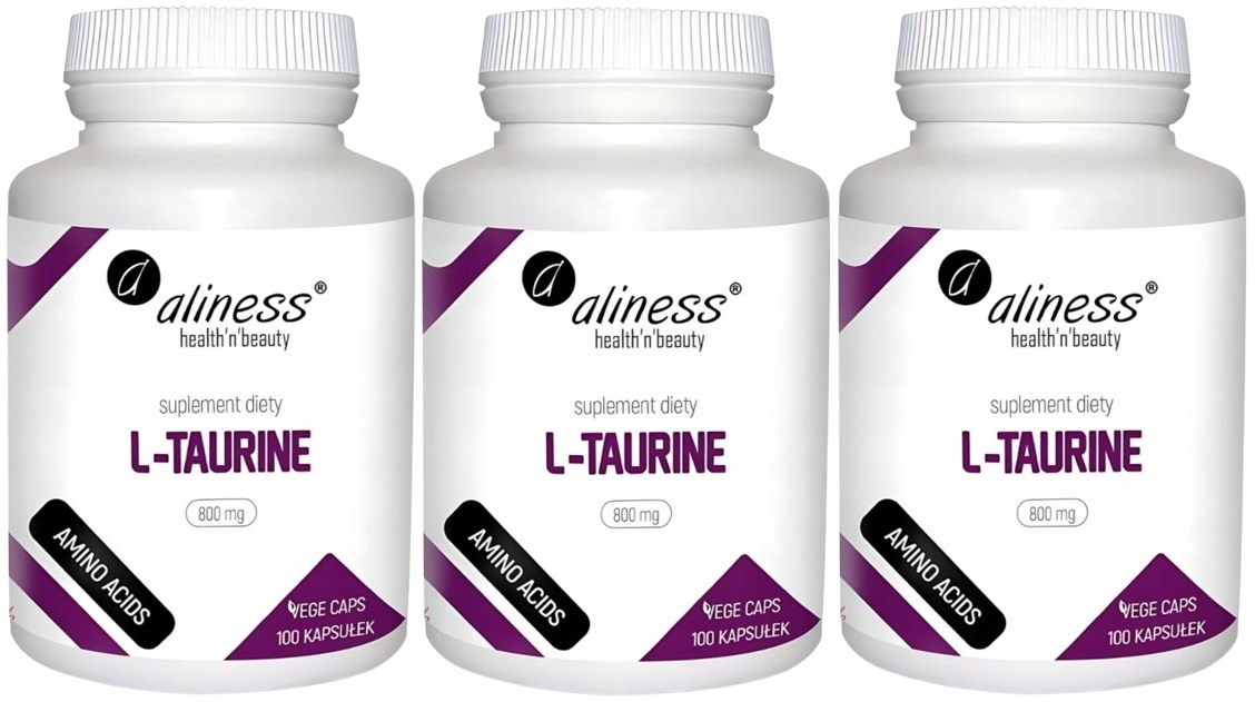 3 x Aliness L-taurine 800 mg 100 kapslí Metabolismus Zrak Cukrovka Tlak